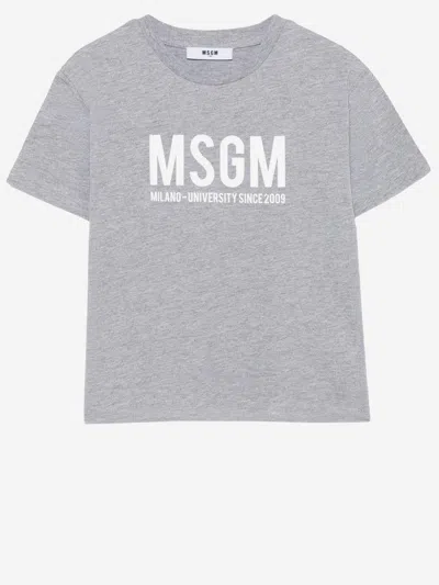 Msgm Cotton T-shirt In Gray