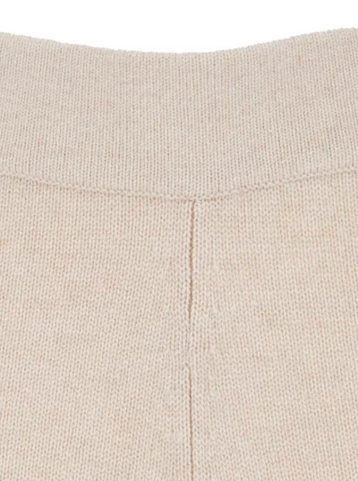 Max Mara Minimalist Solid-color Wool Wide-leg Pants In Nude