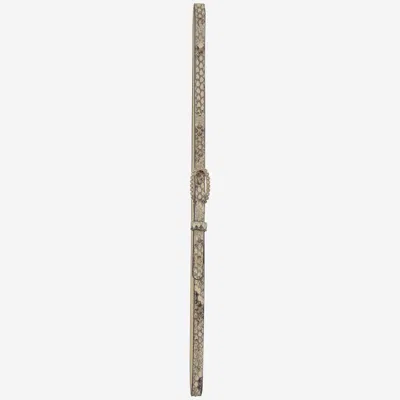 Valentino Garavani Python Leather With Crystal Buckle Belt In Beige