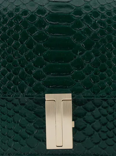 Tom Ford Python-textured Calf Leather Crossbody Bag In Green