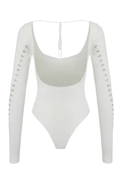 Anna October Long Sleeve Knitted Body In White