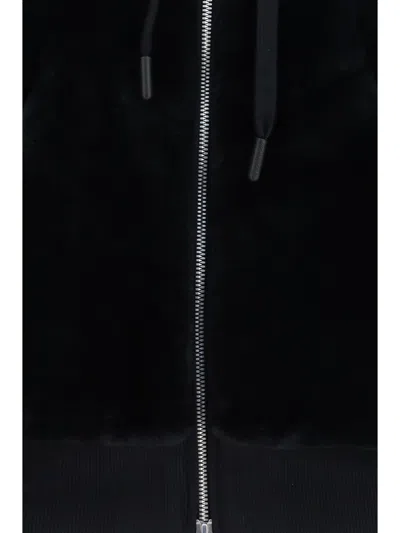 Moose Knuckles Rosylyn Bunny Black Cotton Hoodie In Black