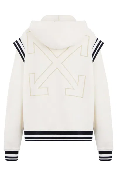 Off-white Striped-trim Cotton Bomber Jacket In White
