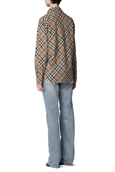 Burberry Check Pattern Wool Blend Shirt In Multi