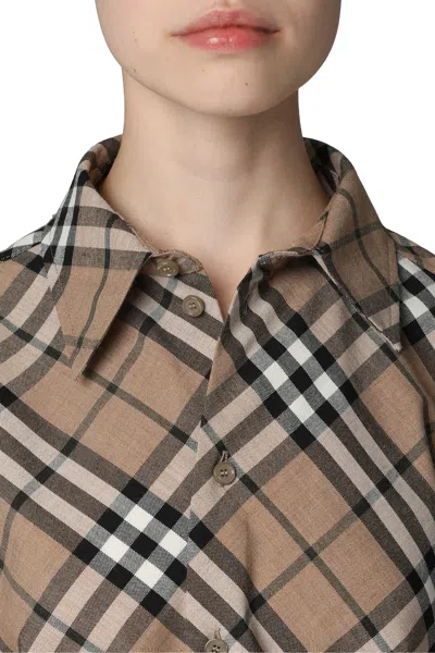 Burberry Check Pattern Wool Blend Shirt In Multi