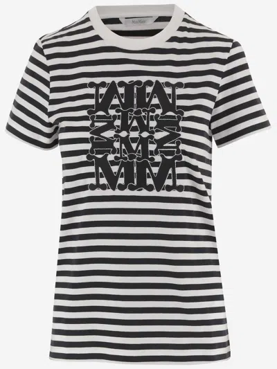 Max Mara Striped Logo T-shirt In Multicolor