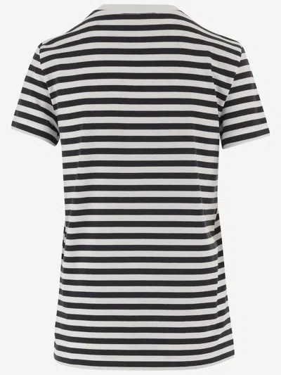 Max Mara Striped Logo T-shirt In Multicolor