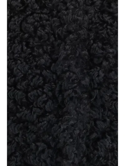 Kristina Ti Plush Curly Polyester Coat In Black