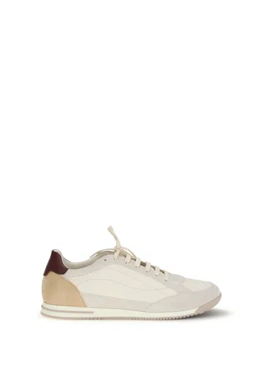 Brunello Cucinelli Sneaker Low Top Contrasting Heel Panel In White