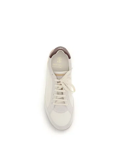 Brunello Cucinelli Sneaker Low Top Contrasting Heel Panel In White