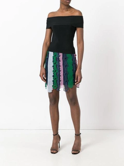 Shop Versace Embroidered Patchwork Mini Skirt In Multicolour