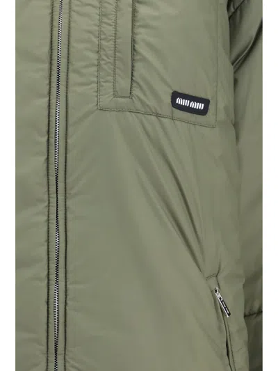 Miu Miu Goose Down Puffer Down Jacket In Green