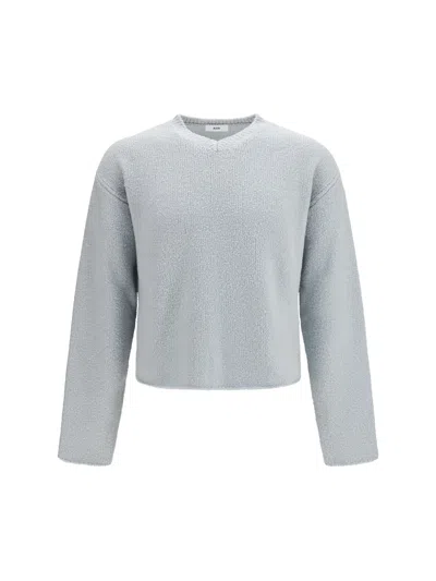 Rier Ribbed-knit V-neck Sweater In Blue