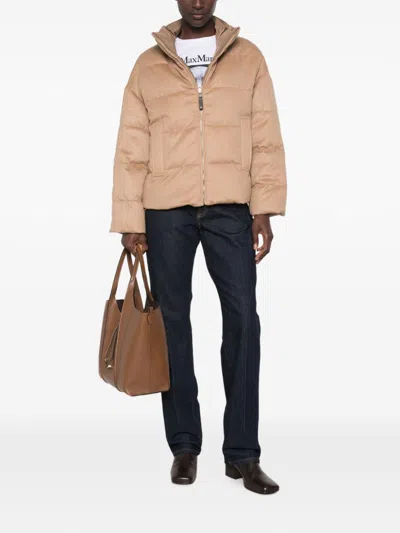 Max Mara Mtcmora Down Jacket In Beige