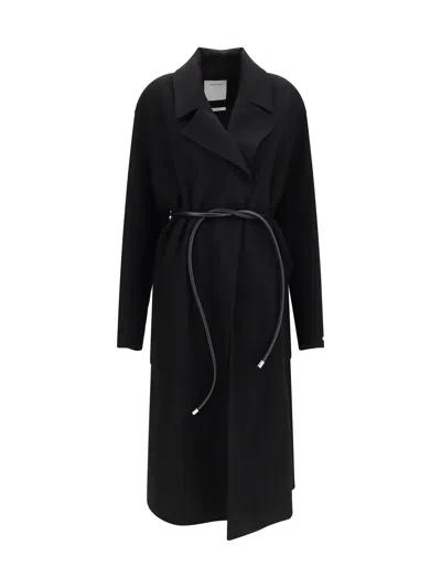 Sportmax Cappotto Zannata Oversize In Double Di Lana In Black