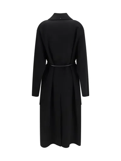 Sportmax Cappotto Zannata Oversize In Double Di Lana In Black