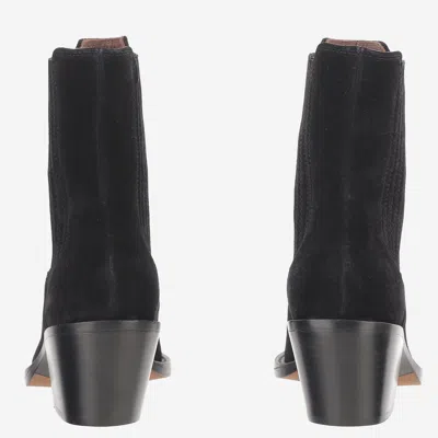 Paris Texas Pointed-toe Suede Ankle Boots With Metallic Detailing In Black