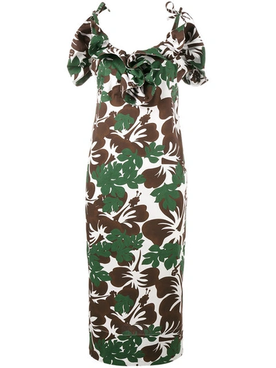 Rosie Assoulin Blooming Onion Tropical-print Stretch-cotton Dress In Brown