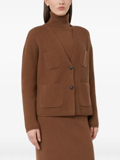 Max Mara Studio Cardigan In Brown