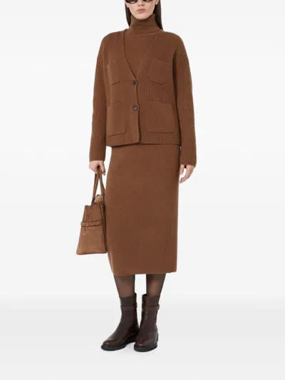 Max Mara Studio Cardigan In Brown
