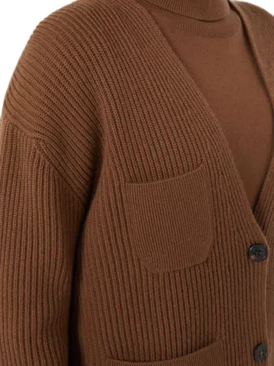 Max Mara Studio Cardigan In Brown