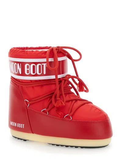 Moon Boot Logo-print Technical Fabric Snow Boot In Red