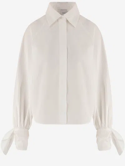 Patou Organic Cotton With Tied Sleeves Blouse In Neutral