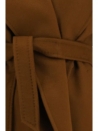 Max Mara Wool Drap Newmang Coat In Brown