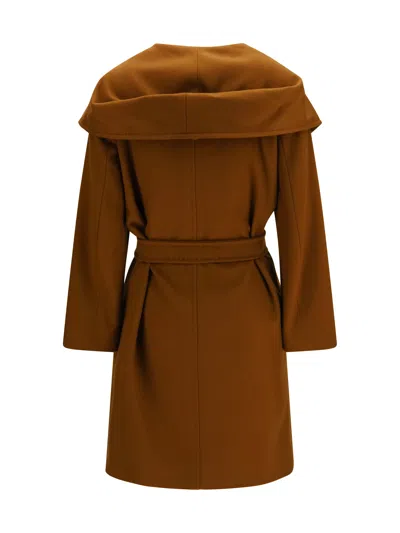 Max Mara Wool Drap Newmang Coat In Brown