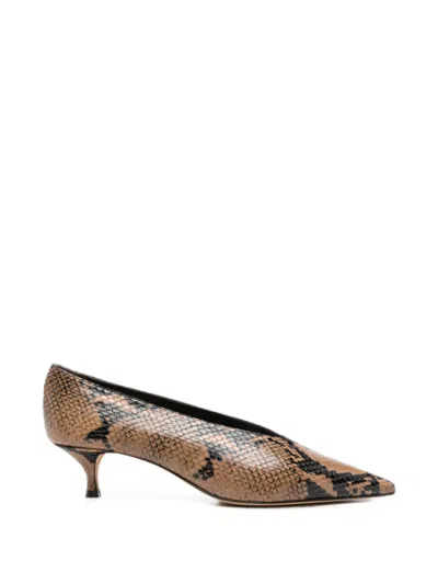 Le Monde Beryl Leopard-pattern Python Print Leather Pumps With Medium Heel For Women In Animal Print