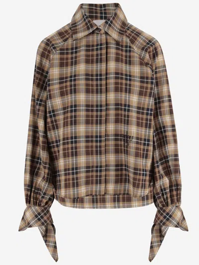 Patou Check Pattern Cotton Blouse In Multi