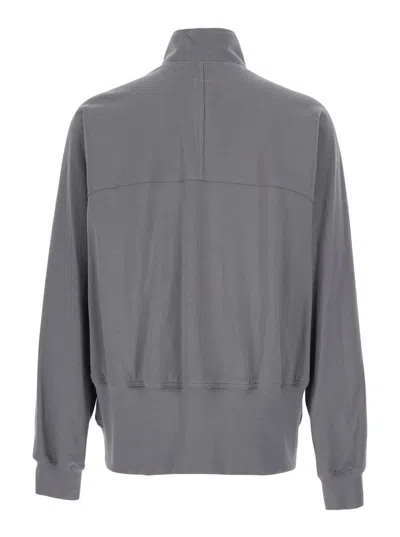Rick Owens Grey Zip Up Solid Sweatshirt In Gray