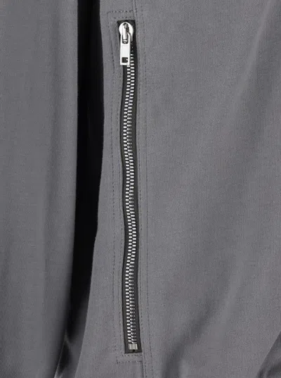 Rick Owens Grey Zip Up Solid Sweatshirt In Gray