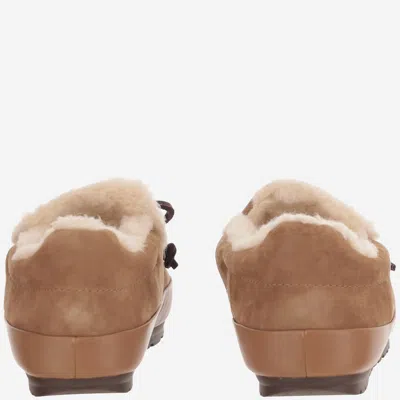 Ugg Suede Shearling-lined Flat In Beige