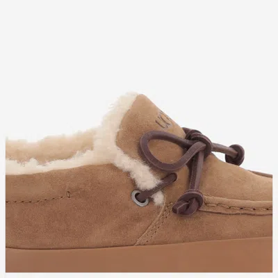 Ugg Suede Shearling-lined Flat In Beige