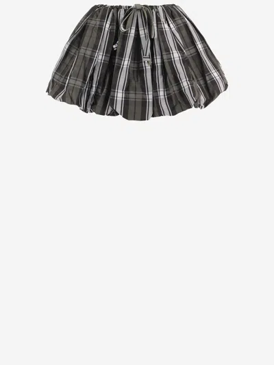 Patou Check Pattern Flared Skirt In Black
