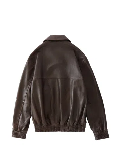 Studio Nicholson Piston Lamb Leather Jacket In Brown