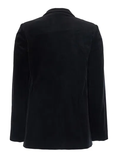 Antonelli Galbusera Velvet Double-breasted Blazer In Black