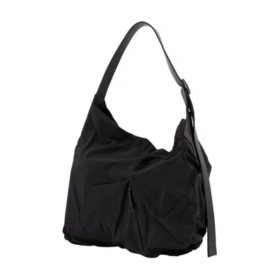 Yohji Yamamoto Angular Leather Shoulder Bag In Black