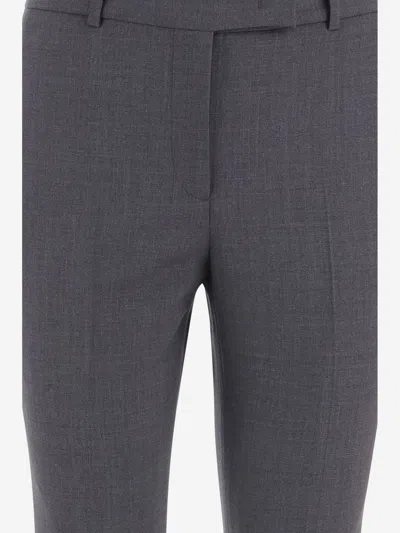 Ql2 Gray Tailored Pleated Stretch Wool-blend Formal Pants In Gray