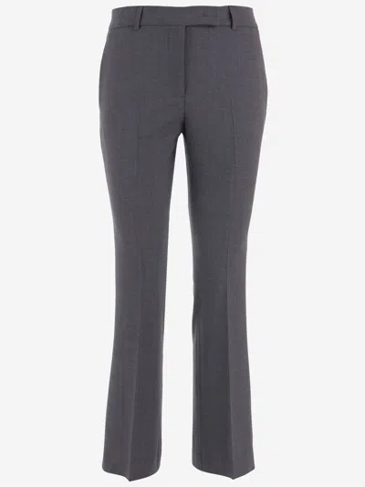 Ql2 Gray Tailored Pleated Stretch Wool-blend Formal Pants In Gray