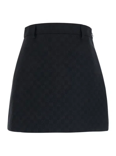Gucci Solid Color Flared Umbrella Skirt In Black