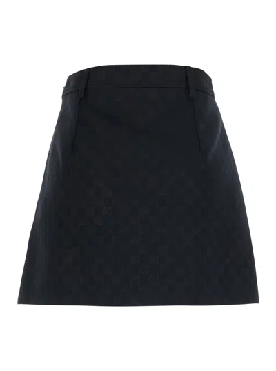 Gucci Solid Color Flared Umbrella Skirt In Black
