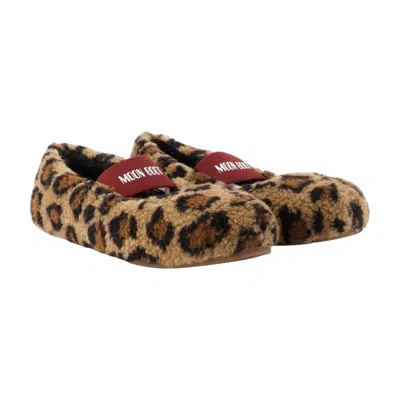 Moon Boot Leopard-print Cowhide Ballet Flat In Brown