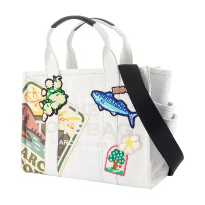 Marc Jacobs Embroidered Patchwork Cotton Tote Bag In White