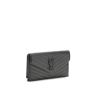 Saint Laurent Cassandre Wallet In Black