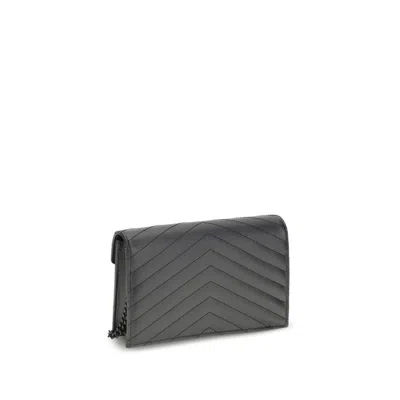 Saint Laurent Cassandre Wallet In Black
