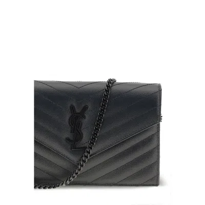Saint Laurent Cassandre Wallet In Black