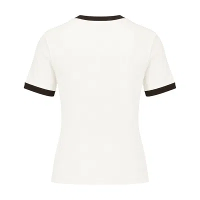Samsoe & Samsoe Sabond Ss 15318 Logo-print Ringer T-shirt In Neutral