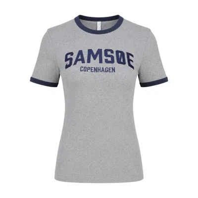Samsoe & Samsoe Sabond Logo-print T-shirt In Gray